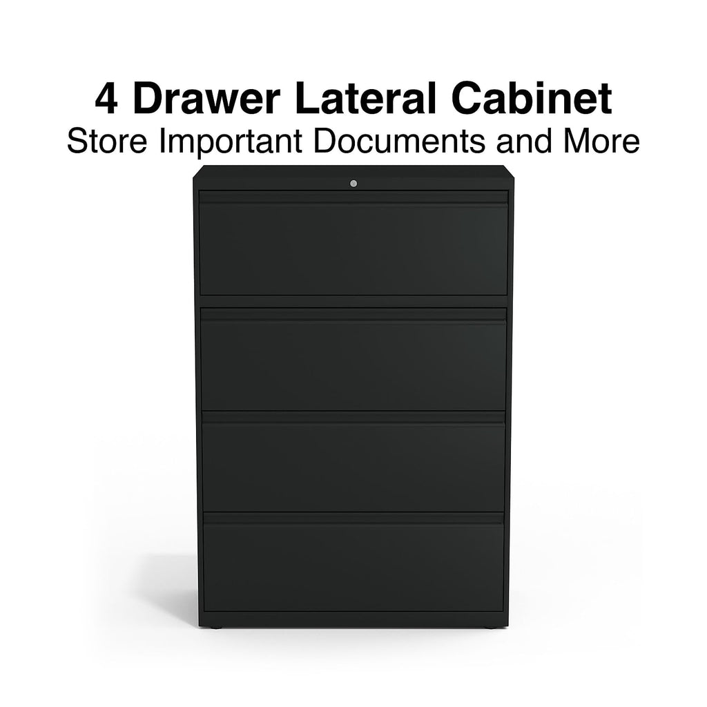 4 Drawer Black Lateral File Cabinet X2438