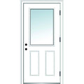 Primed Left Hand Outswing 1/2 Lite 2-Panel Clear Glass Steel Prehung Door 32"x80" N325300