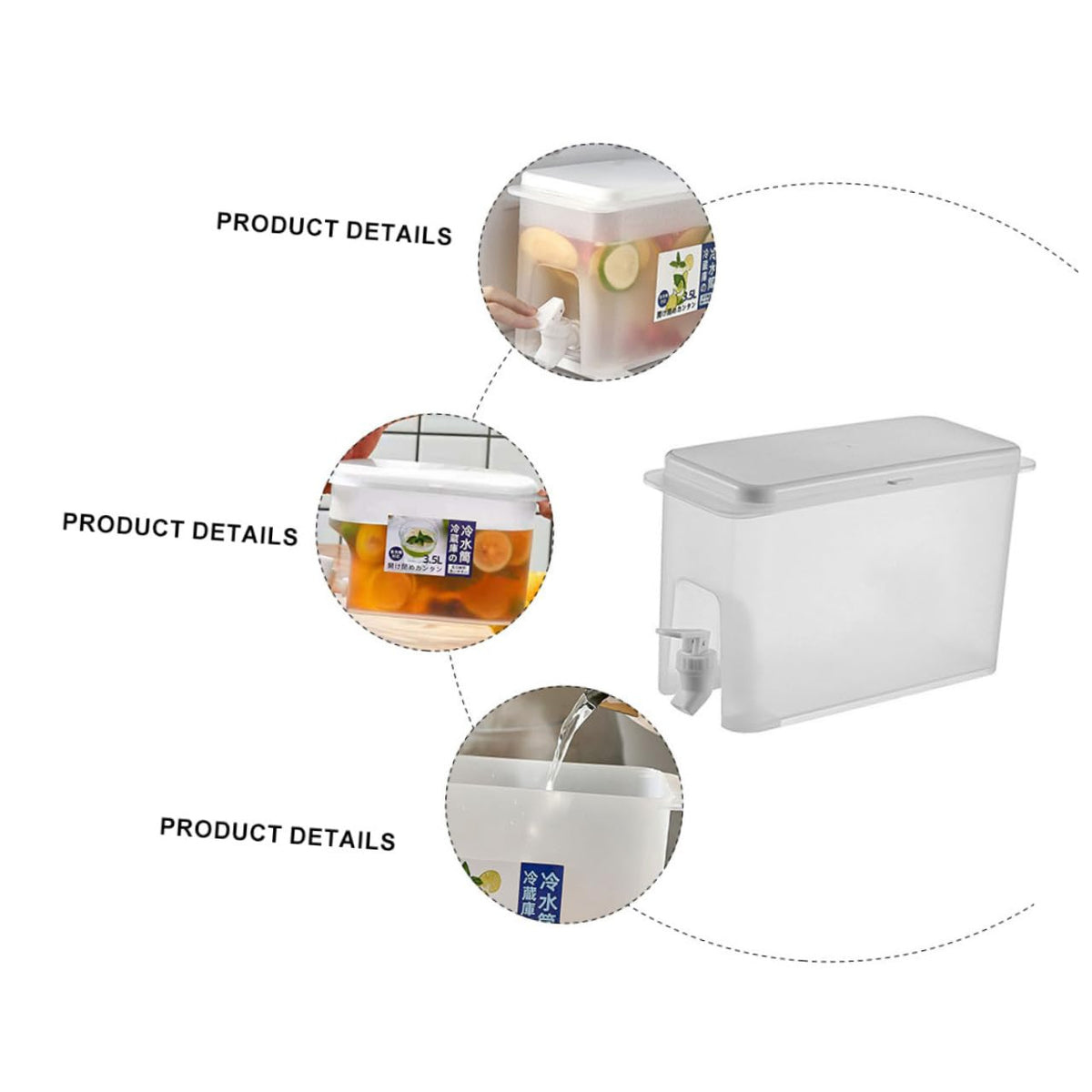 White 3.5L Water Jug with Faucet P66601