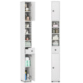 White Tall Slim Bathroom Storage Cabinet with 2 Doors 1 Drawer G9803