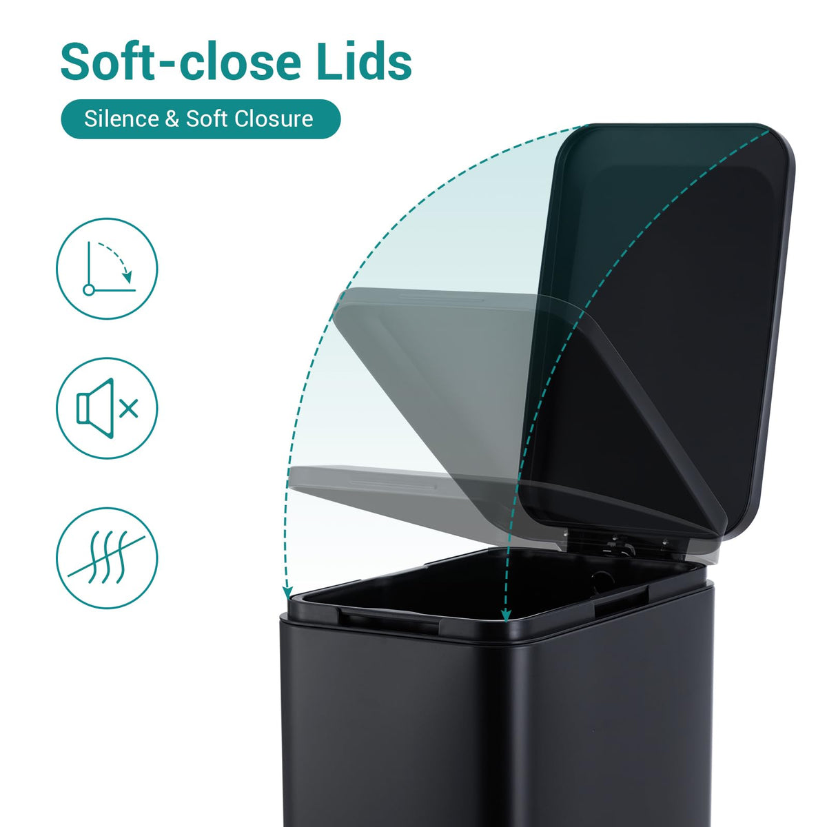50L Slim Stainless Steel Trash Can with Lid D623