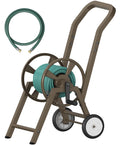 Garden Hose Reel Cart with Wheels, Holds 165 ft of 5/8'' Hose, Heavy Duty Steel, Brown N585