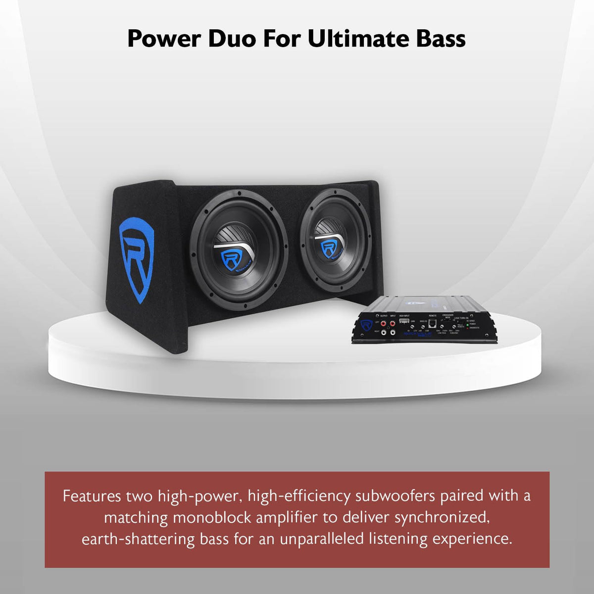 Dual 8" Car Subwoofer Enclosure with Mono Amp & Wiring Kit R53651