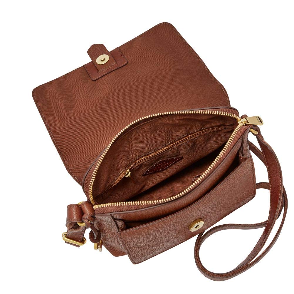 Brown Leather Small Crossbody Handbag D7723