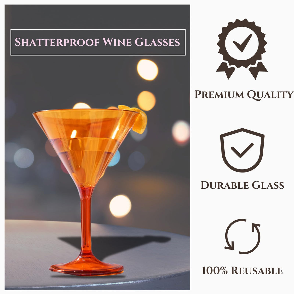 Set of 6 Shatterproof Acrylic Tritan Glasses B3181