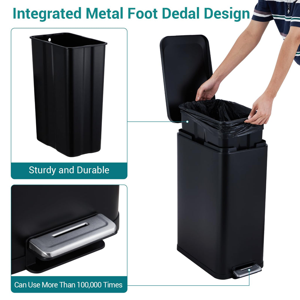 50L Slim Stainless Steel Trash Can with Lid D623