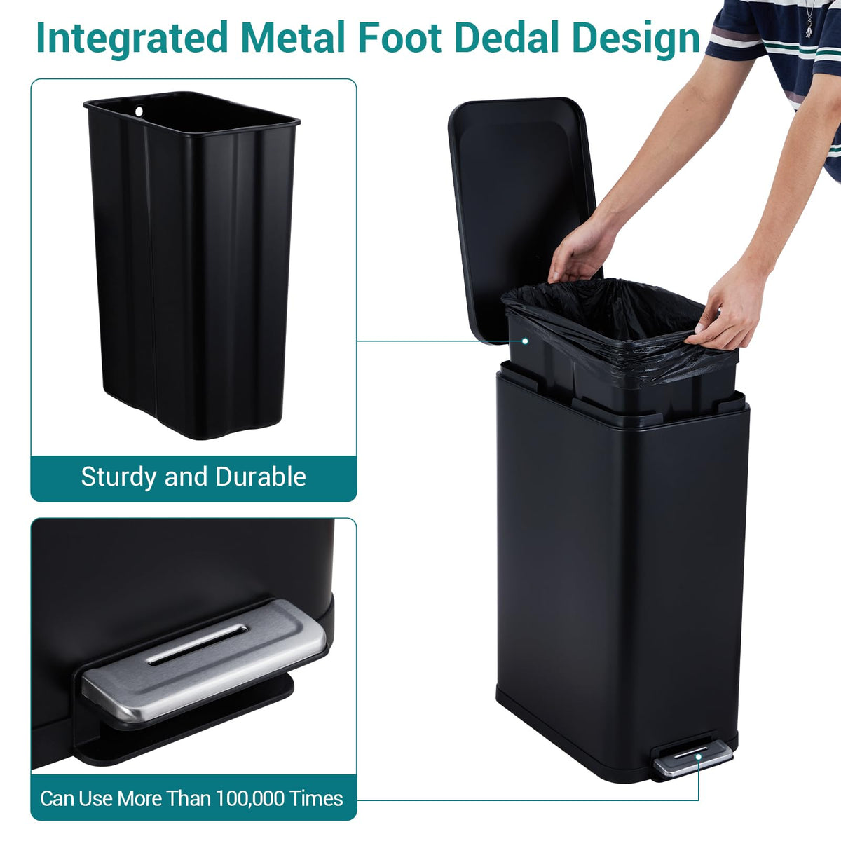 50L Slim Stainless Steel Trash Can with Lid D623