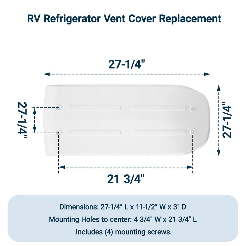 White RV Refrigerator Vent Cover Replacement C7804