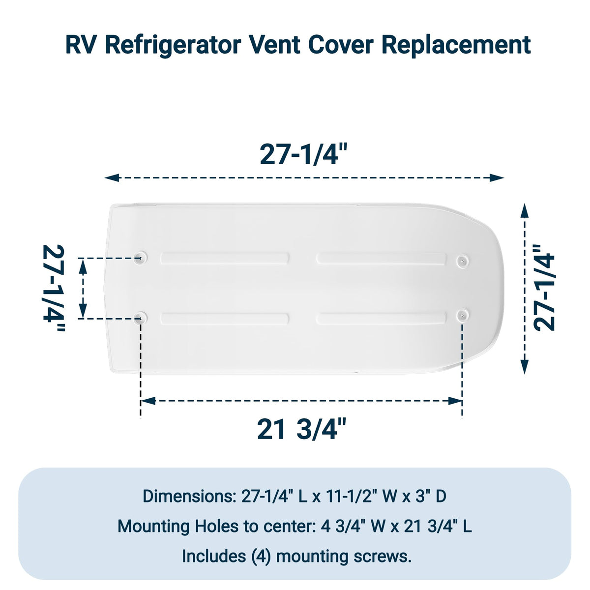 White RV Refrigerator Vent Cover Replacement C7804