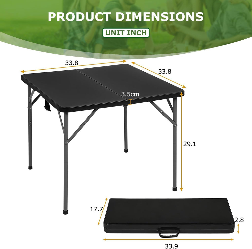 34" Square Folding Table, Black D753