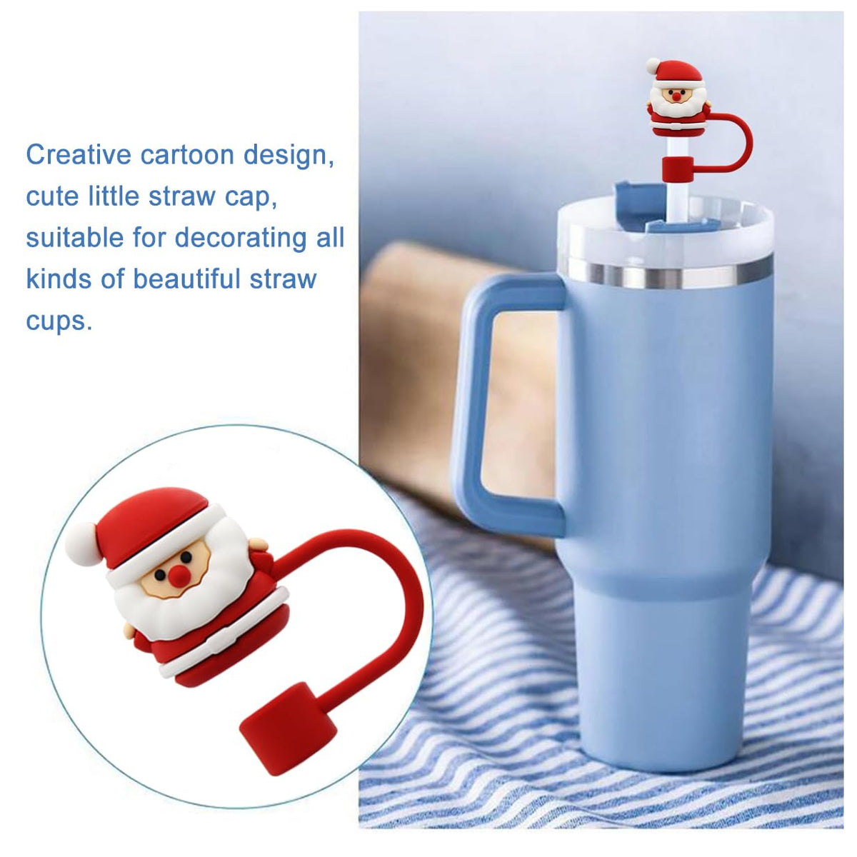 Straw Cover Cap for 30&40 Oz Tumbler, 10mm Reusable Straw Tips Lids X29473