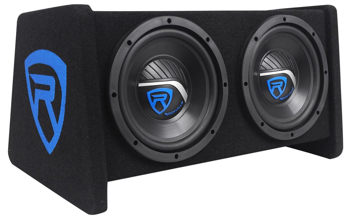 Dual 8" Car Subwoofer Enclosure with Mono Amp & Wiring Kit R53651