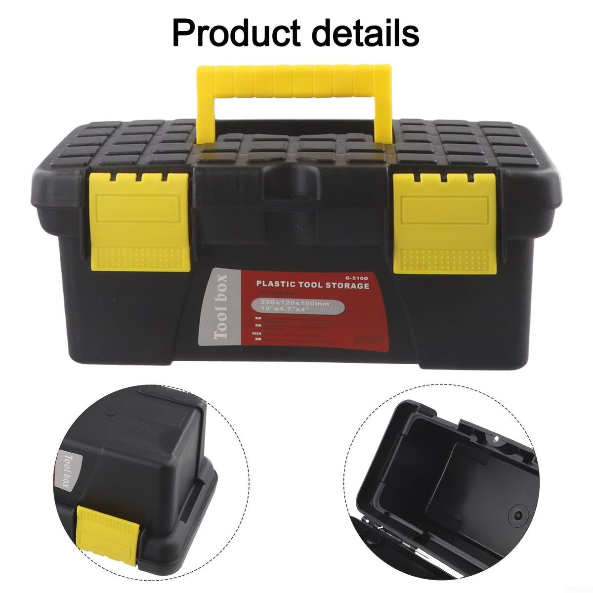 10 Inch Black Plastic Toolbox Storage Case I35944