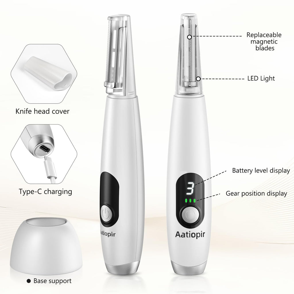 3 Speeds LED Electric Dermaplaning Tool with 12 Replaceable Blades T233