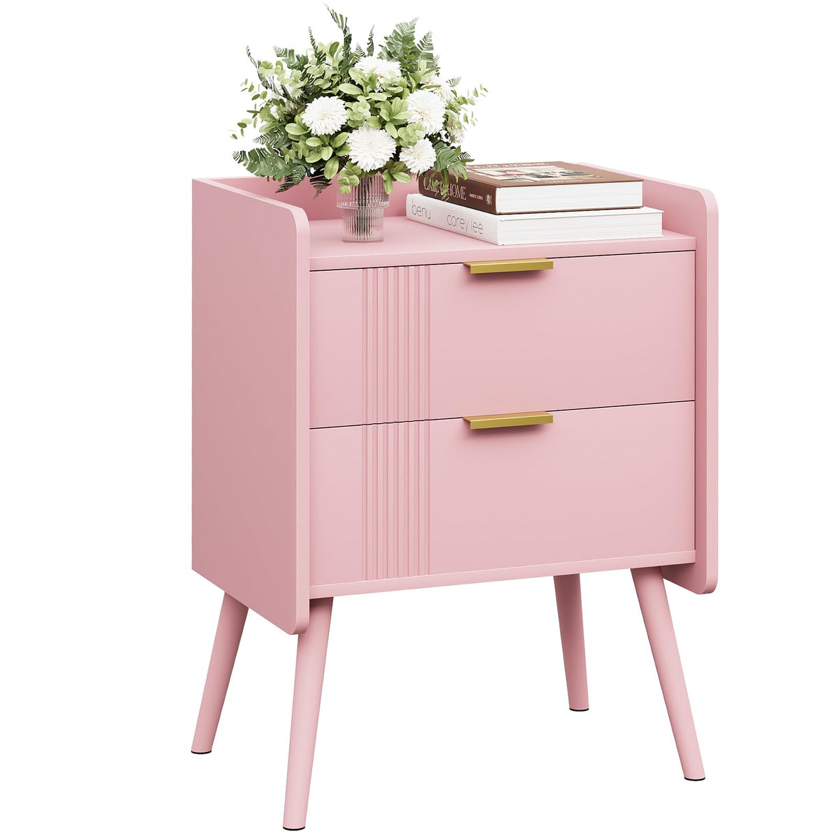 Pink 2 Drawer Wooden Nightstand X392768