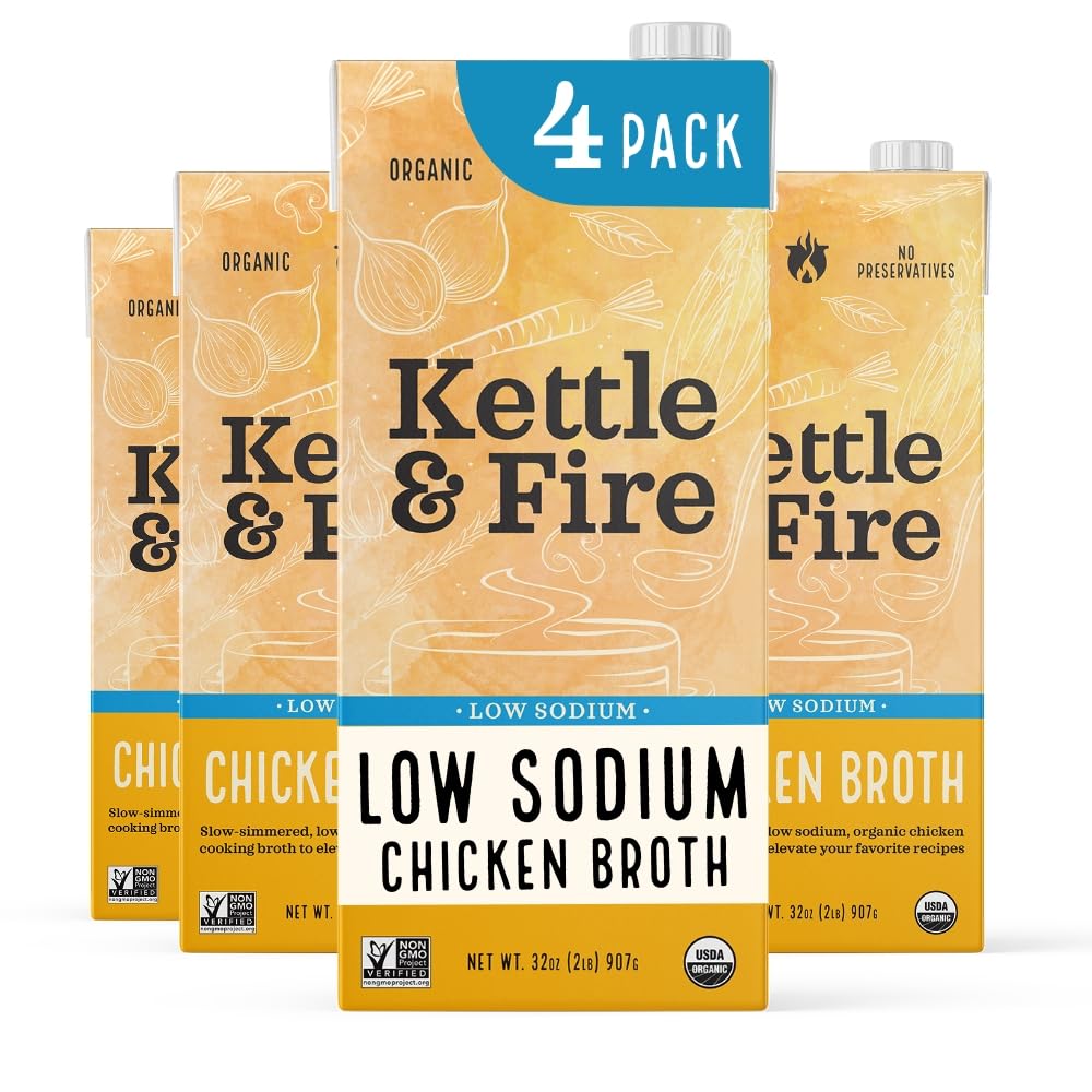 Low Sodium Chicken Broth Pack of 4 Organic 32 oz N6095