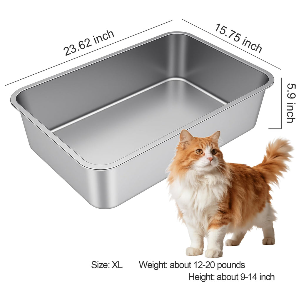 X-Large High Sided Stainless Steel Cat Litter Box H34145