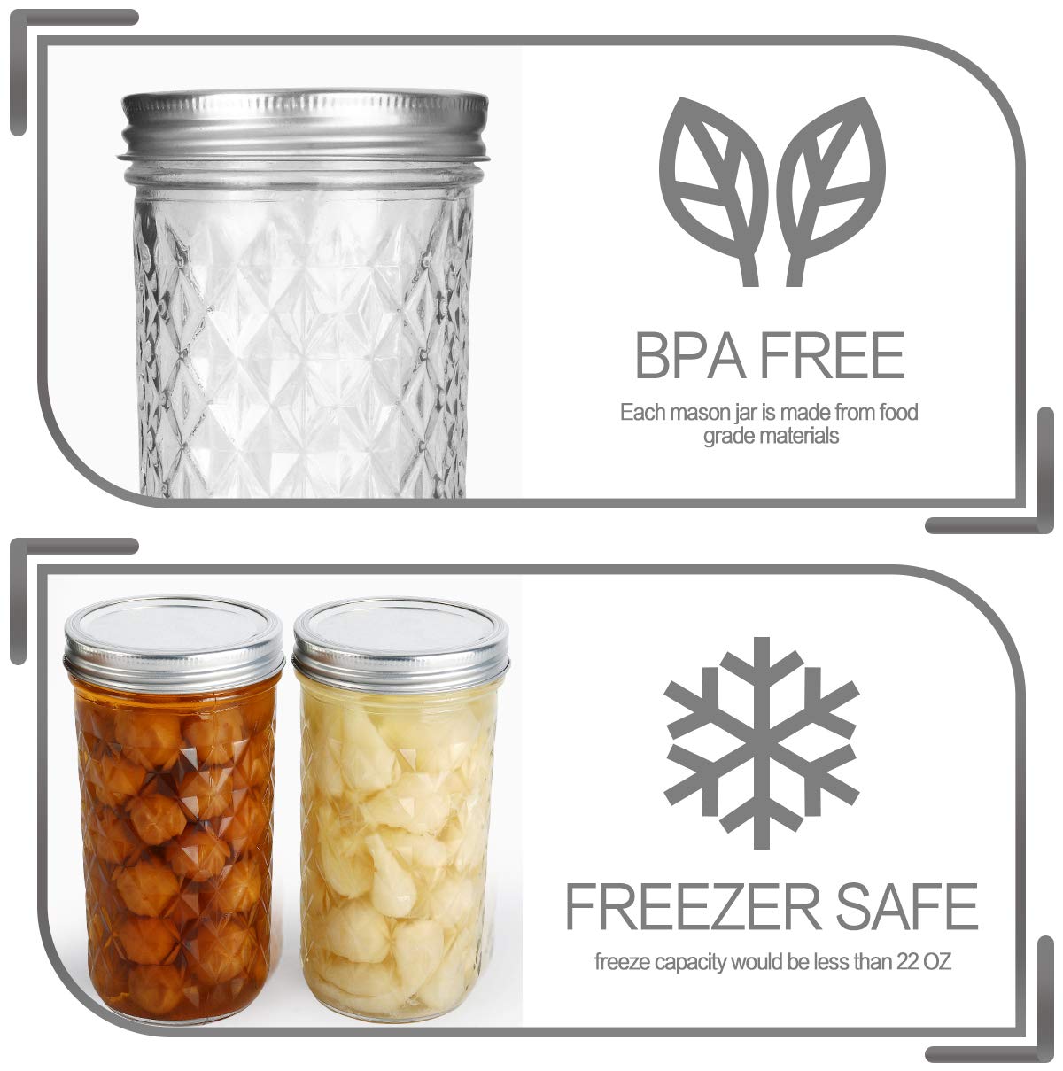22 oz Wide Mouth Mason Jars with Lids and Bands I300851