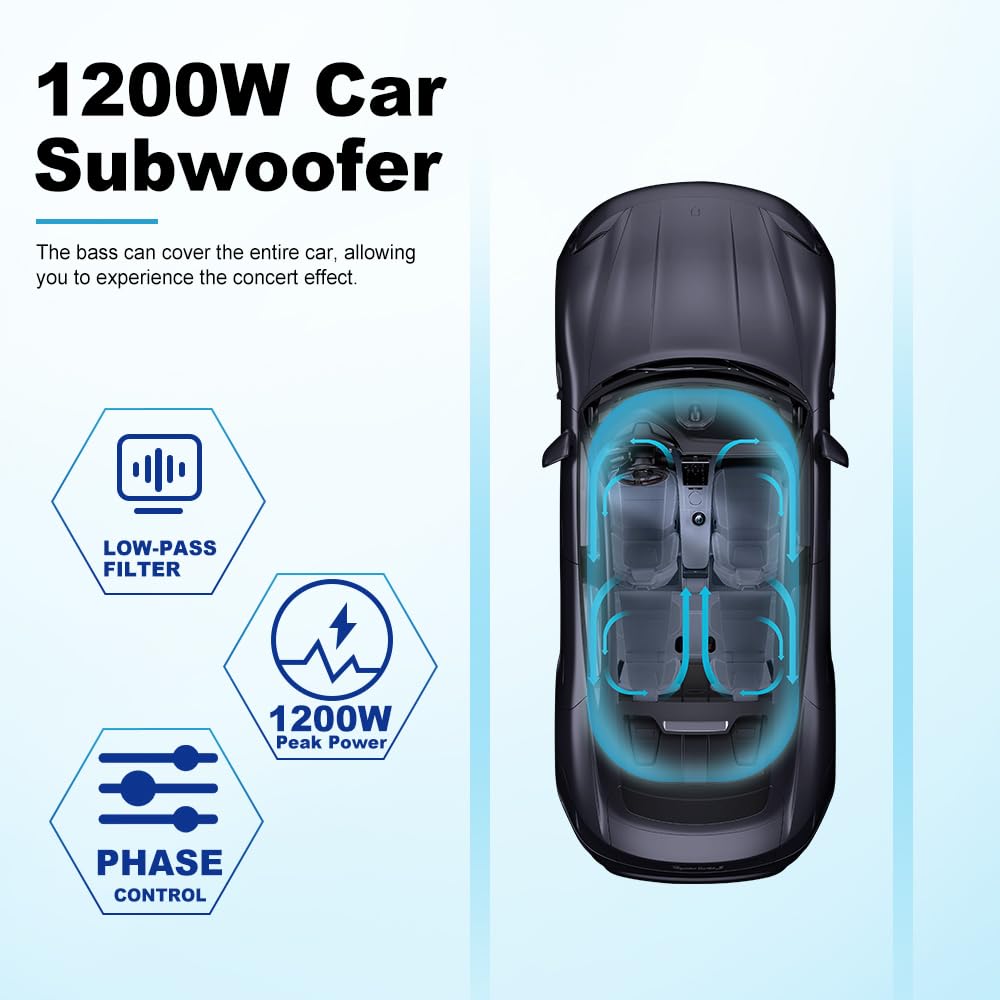 1200W 10 Inch Slim Under Seat Car Subwoofer E147140