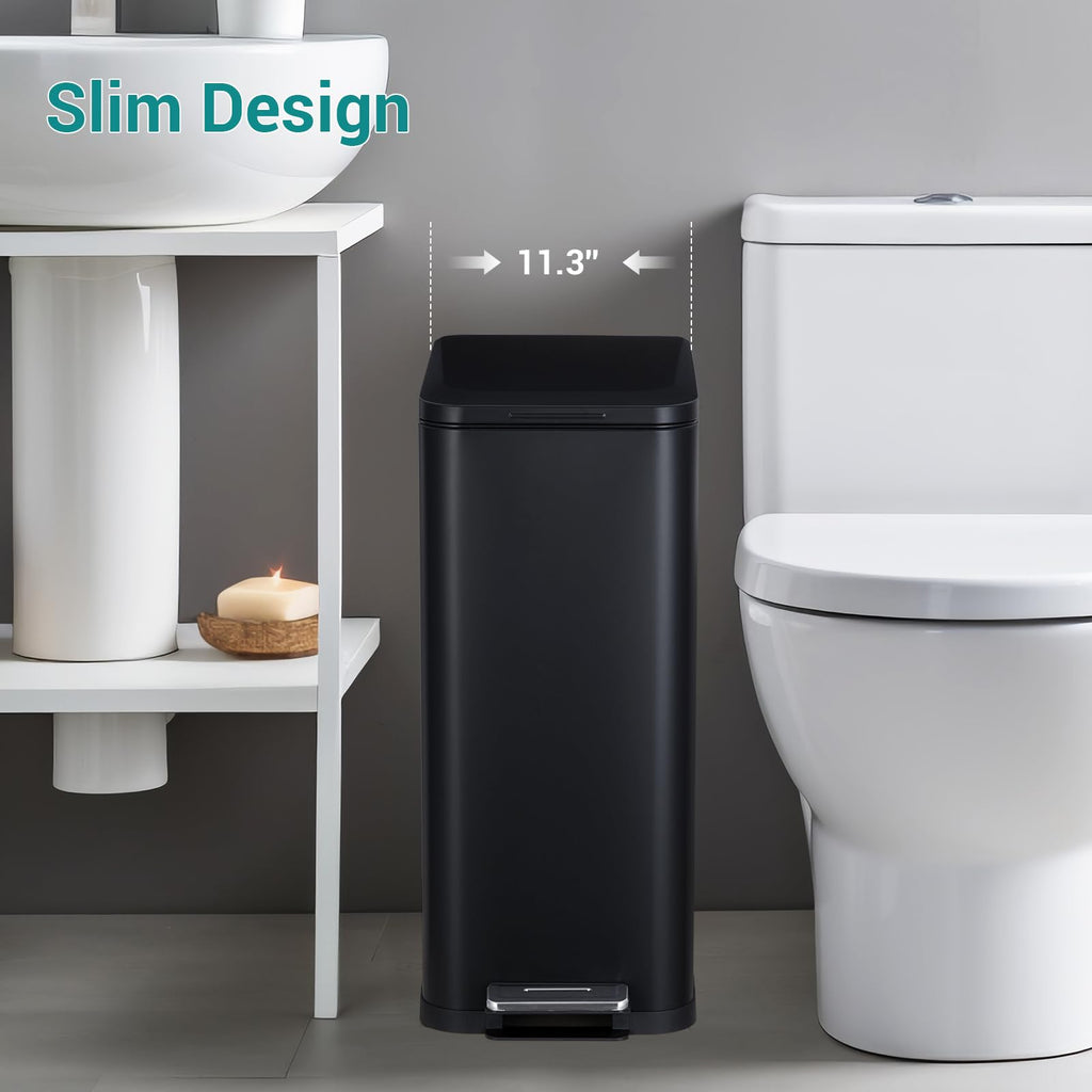 50L Slim Stainless Steel Trash Can with Lid D623