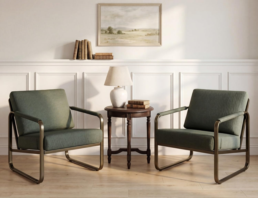 Set of 2 Green Fabric Accent Chair N150579