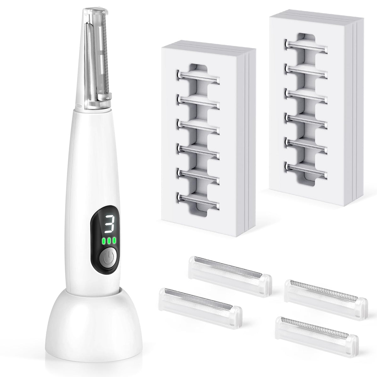 3 Speeds LED Electric Dermaplaning Tool with 12 Replaceable Blades T233