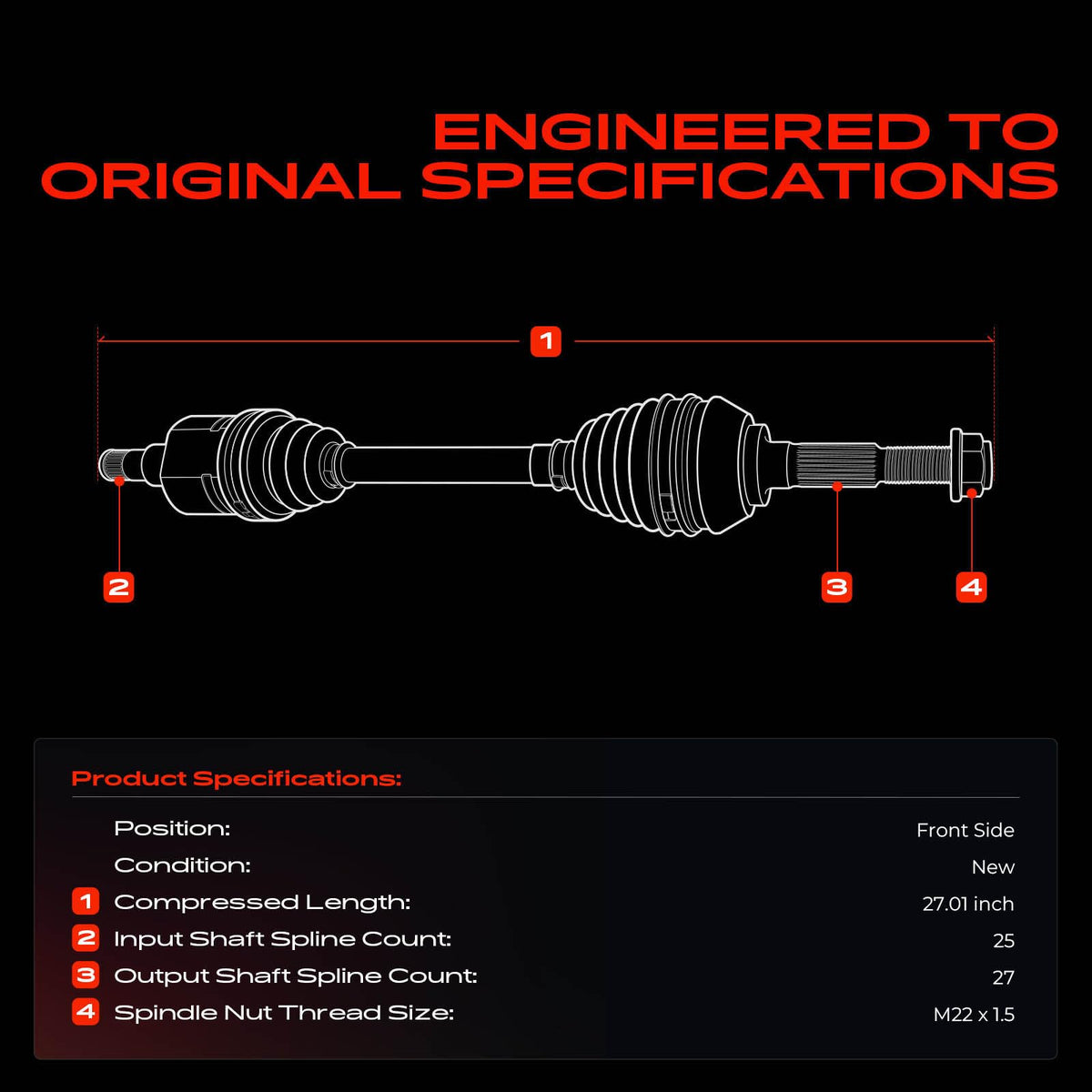 Front CV Axle Shaft Assembly A201