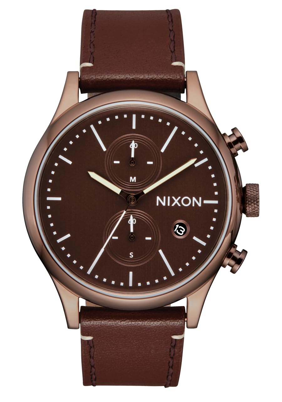 Chocolate Brown Leather Chrono Watch F993535