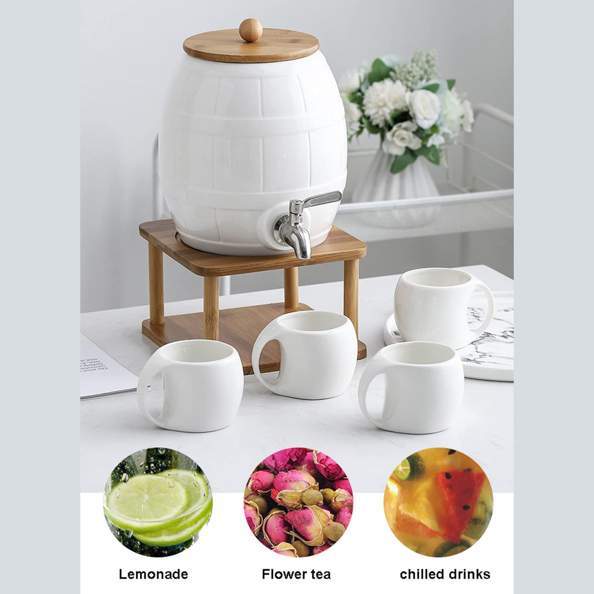 Ceramic Beverage Dispenser with Stainless Steel Spigot K375
