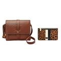 Brown Leather Small Crossbody Handbag D7723
