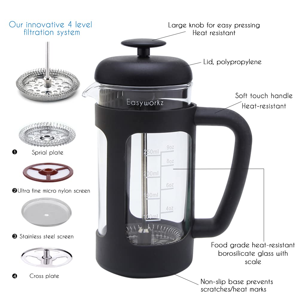 12 oz French Press Coffee Tea Maker with Measuring Coffee Spoon Q401