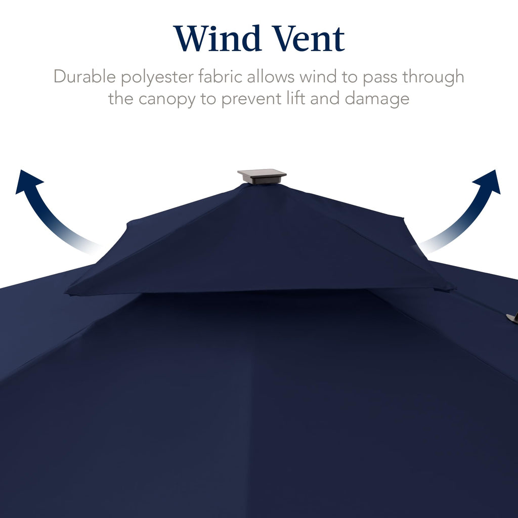 12x12ft LED Cantilever Patio Umbrella with Base and 360° Rotation B29853