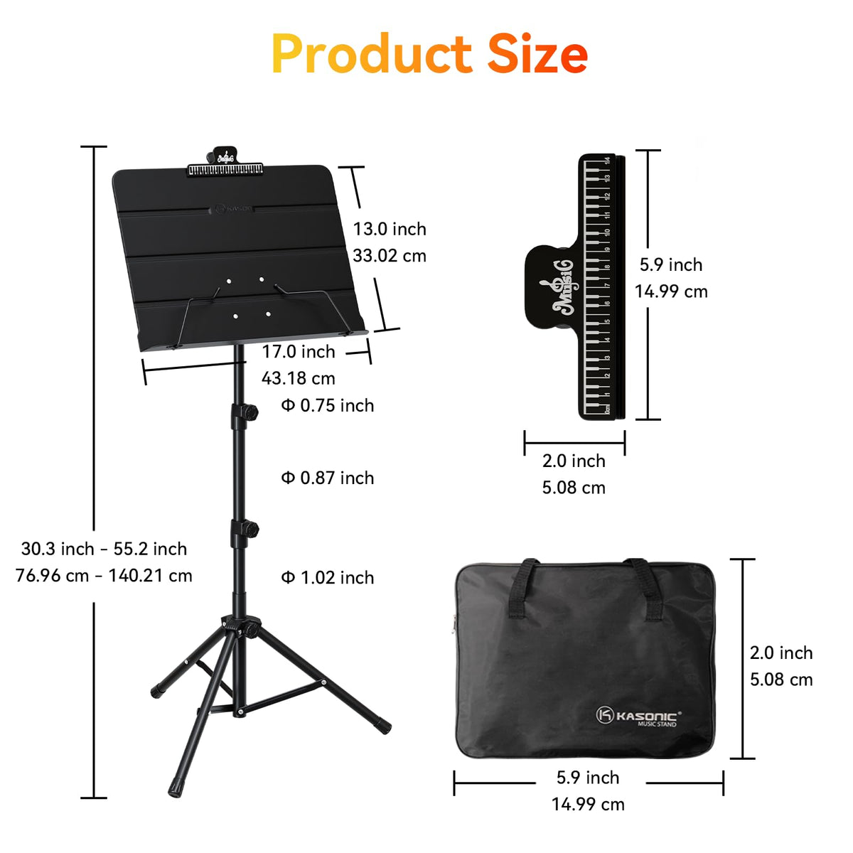 Folding Sheet Music Stand & Desktop Book Stand with Carrying Bag A390