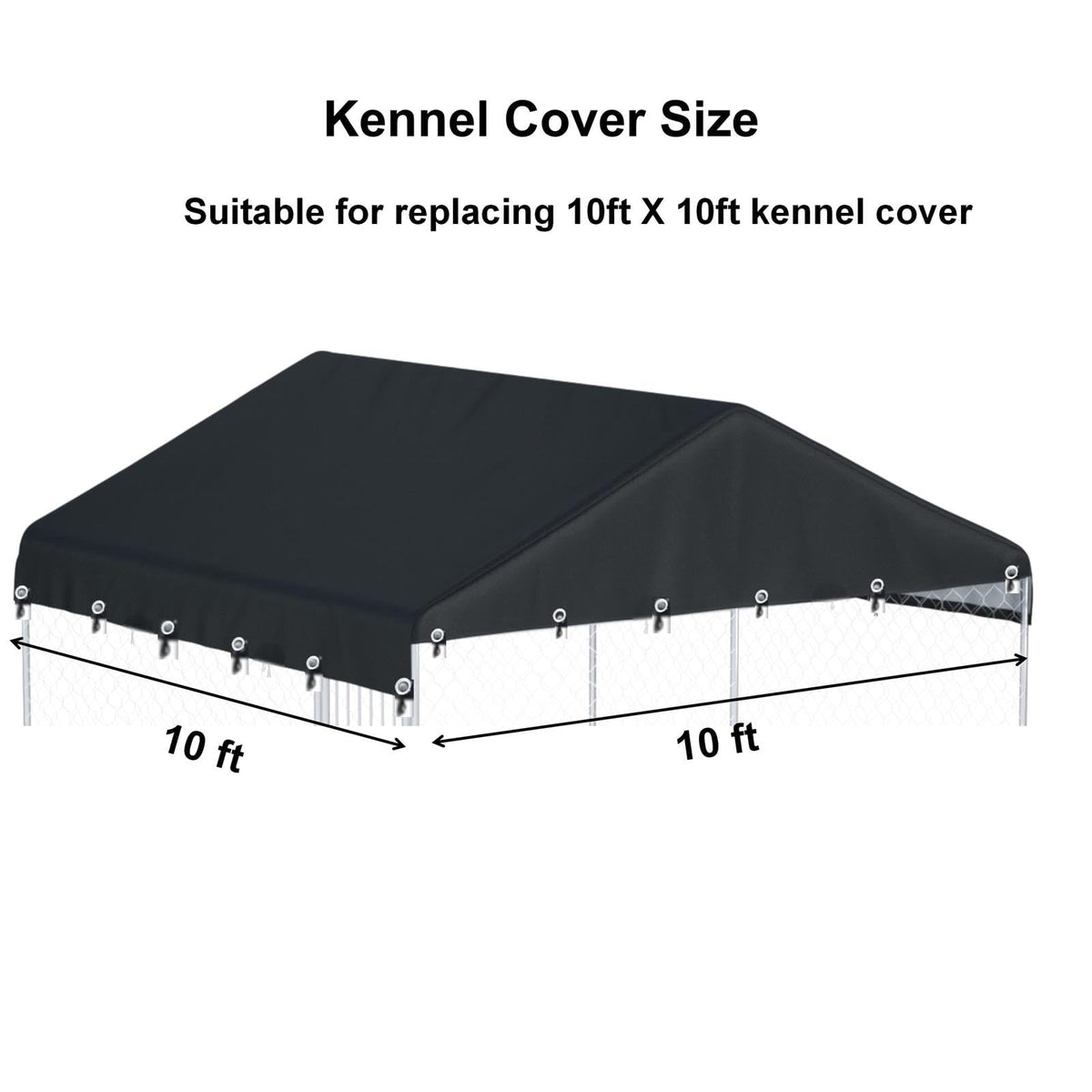 Black Outdoor Dog Kennel Cover 10'W x 10'L N19072