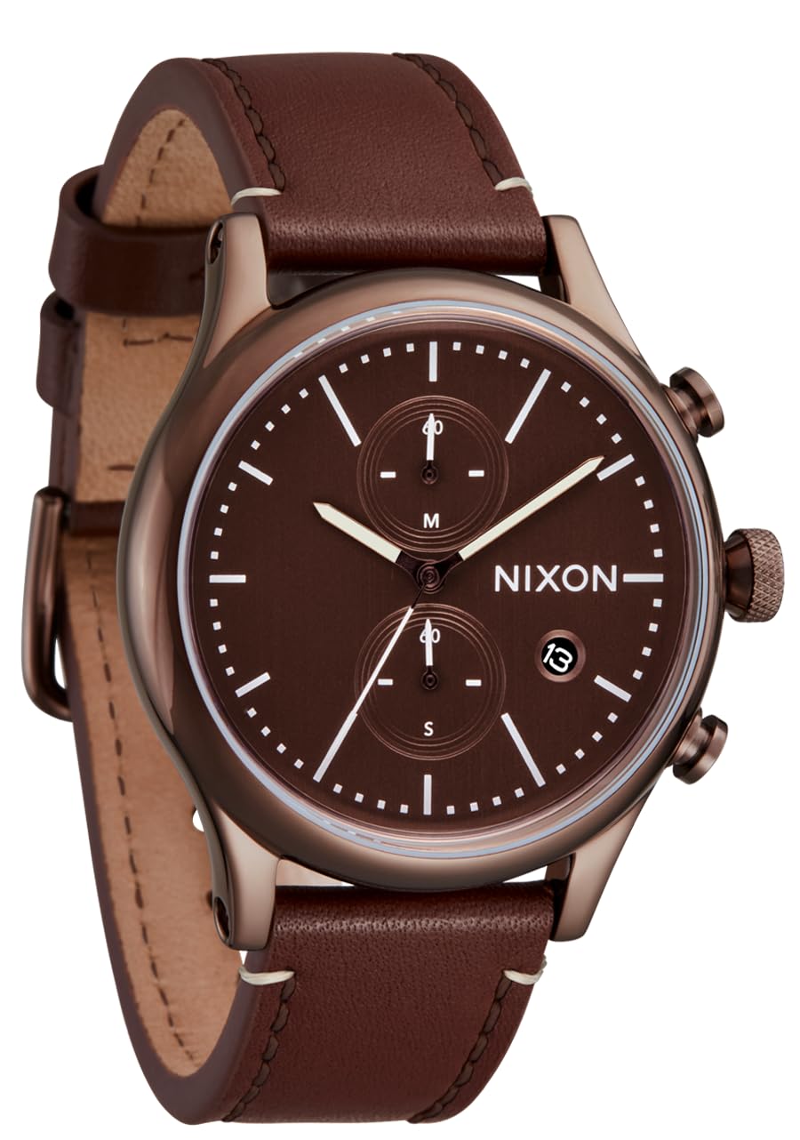 Chocolate Brown Leather Chrono Watch F993535