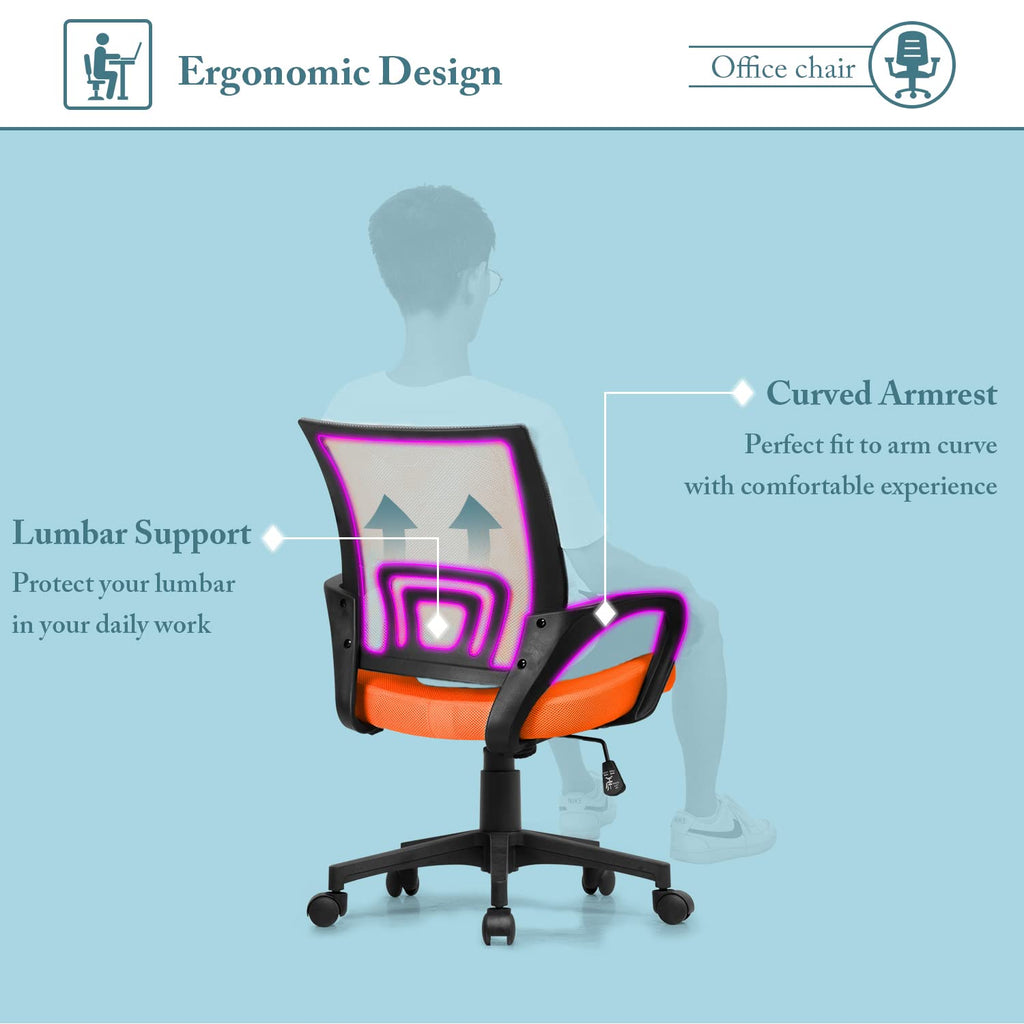 Orange Mesh Ergonomic Office Chair Q84048