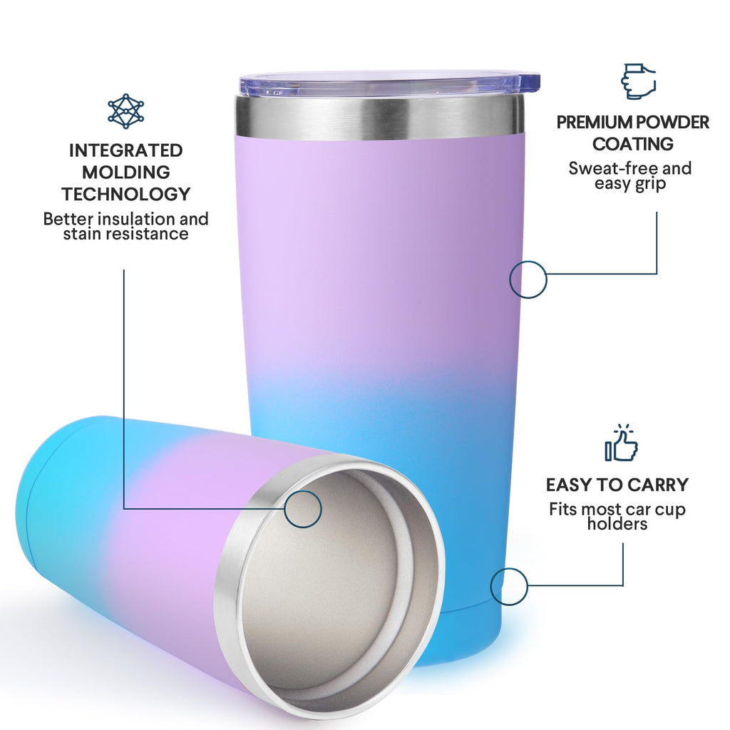 20oz Stainless Steel Insulated Tumbler with Lid and Straw 4 Pack A3535