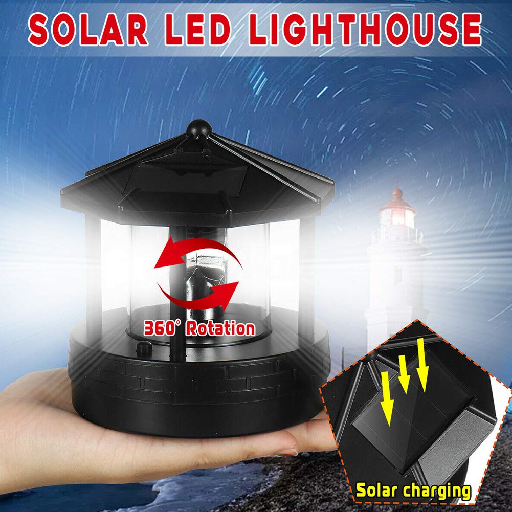 Solar Lighthouse Light with Rotating Beacon T216