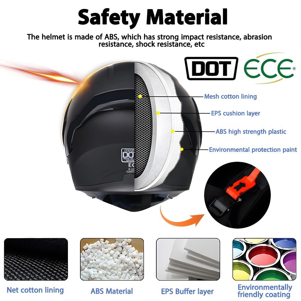 DOT Approved Flip up Full Face Modular Motorcycle Helmet O772301