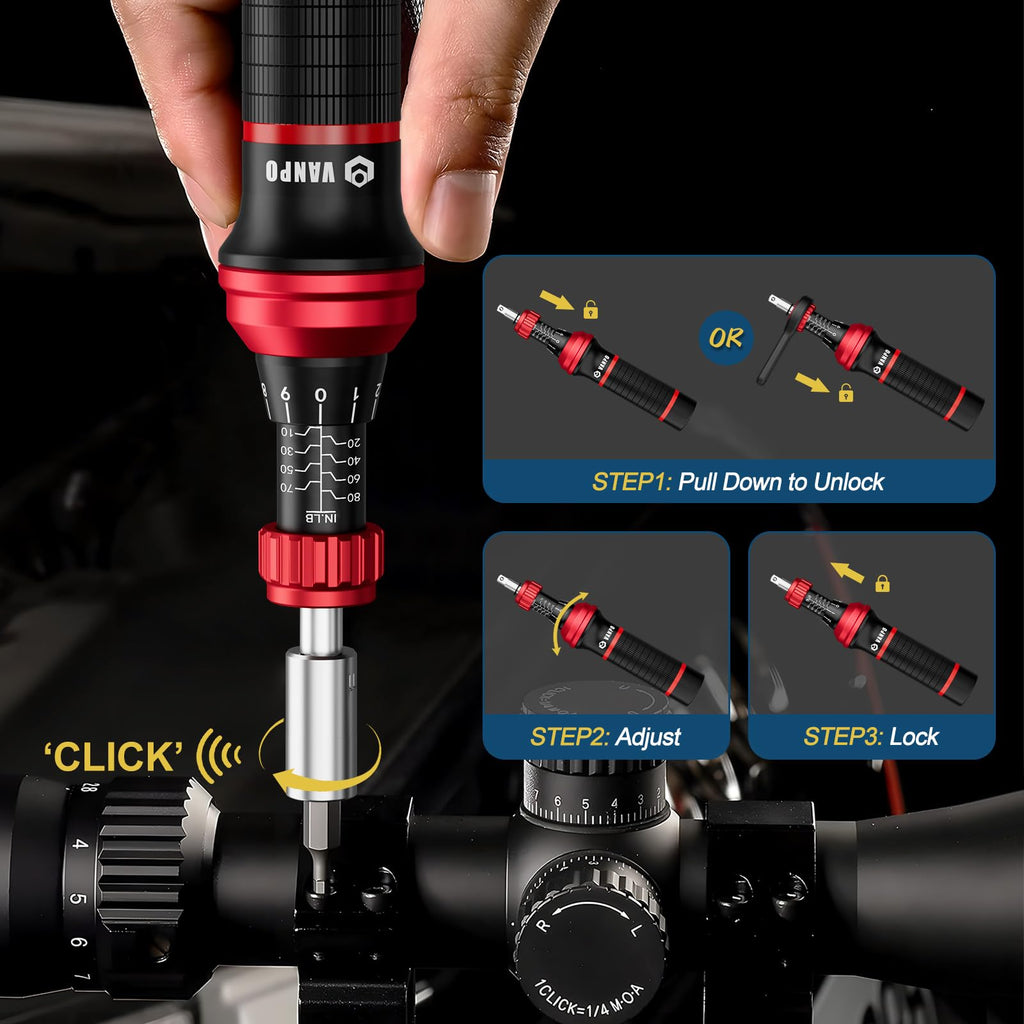 Torque Screwdriver, 10–80 in-lb, 64 Pieces Y96988