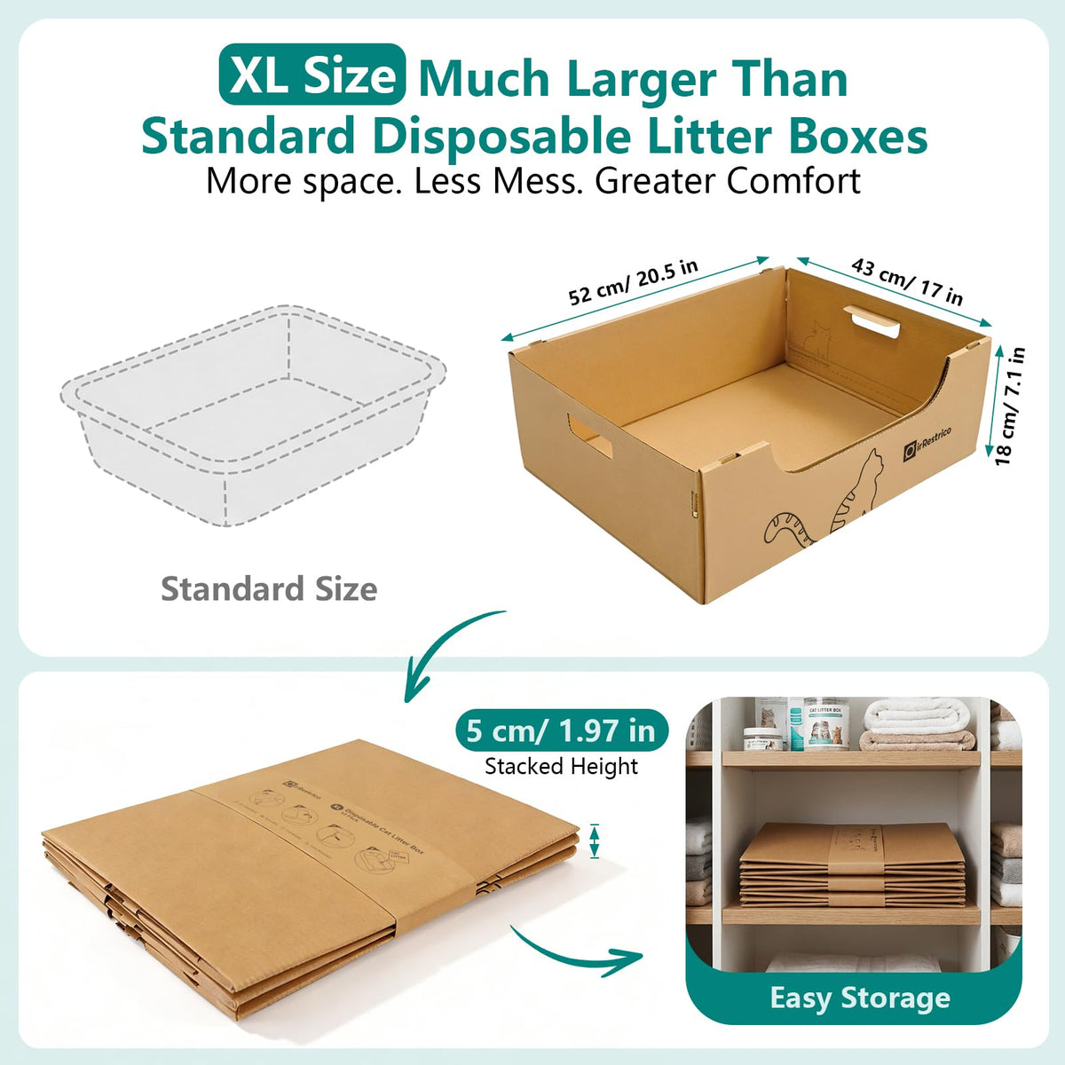 3-Pack Jumbo Disposable Cardboard Cat Litter Box C711629