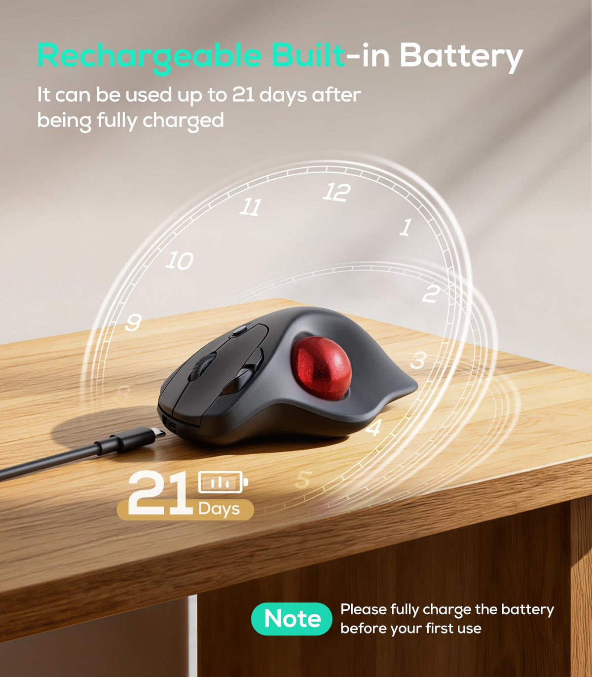 Wireless Ergonomic Trackball Mouse B14393