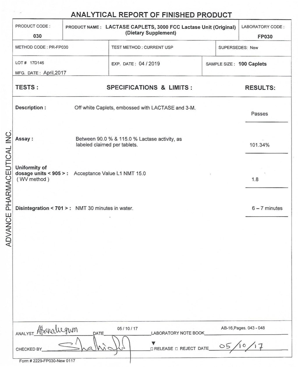Lactase Enzyme 180 Caplets K50833