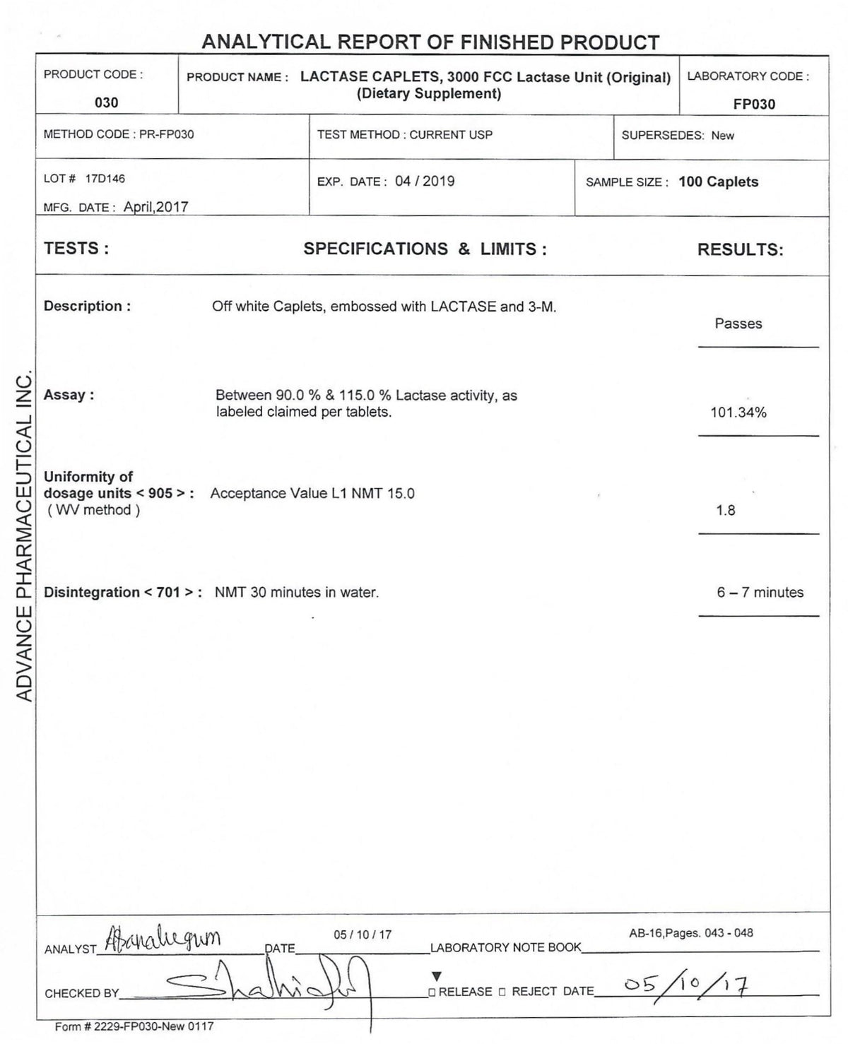 Lactase Enzyme 180 Caplets K50833