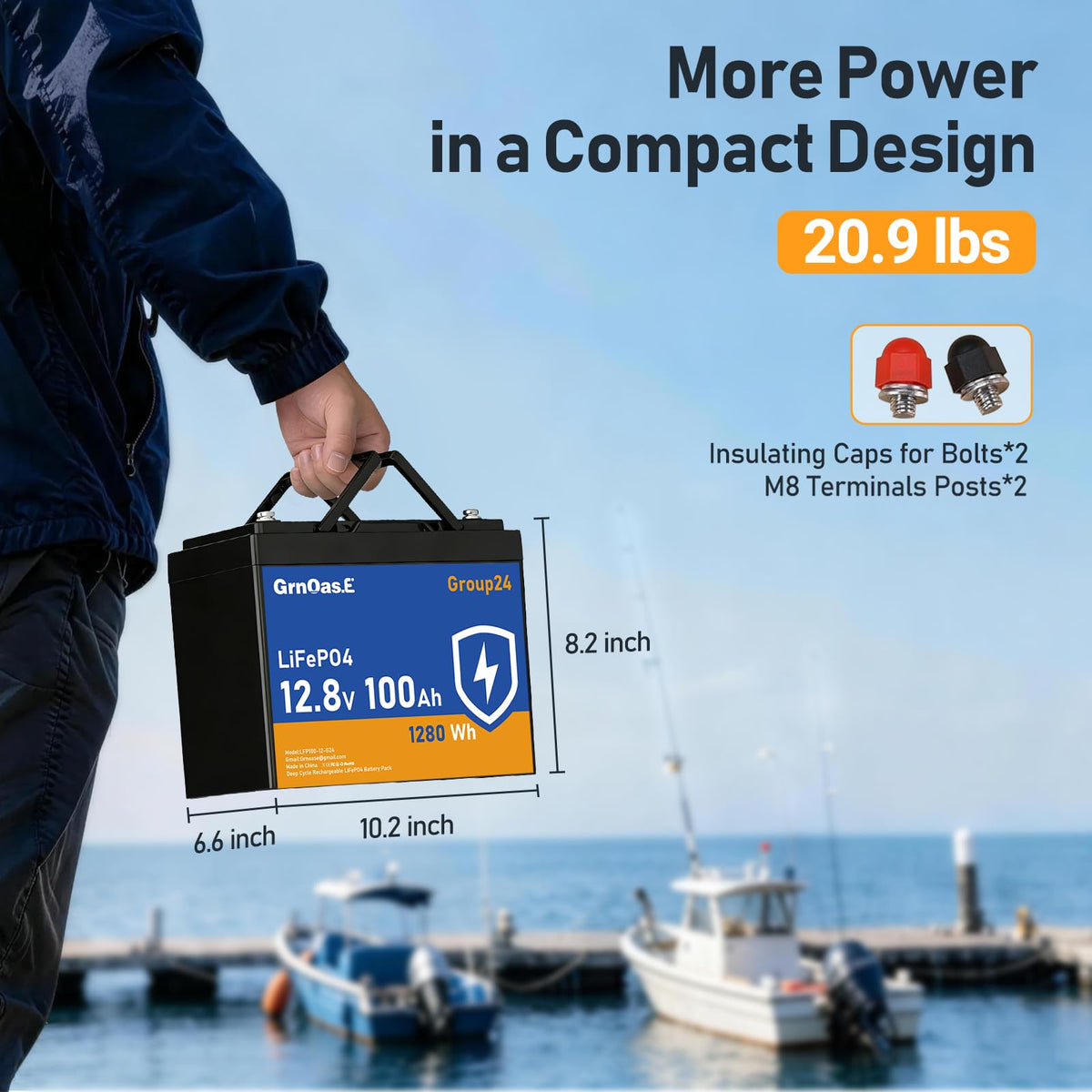 12V 100Ah LiFePO4 Deep Cycle Battery with 100A BMS B3216