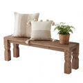 Solid Wood Bench 55-Inch Long Rustic Brown Y3778