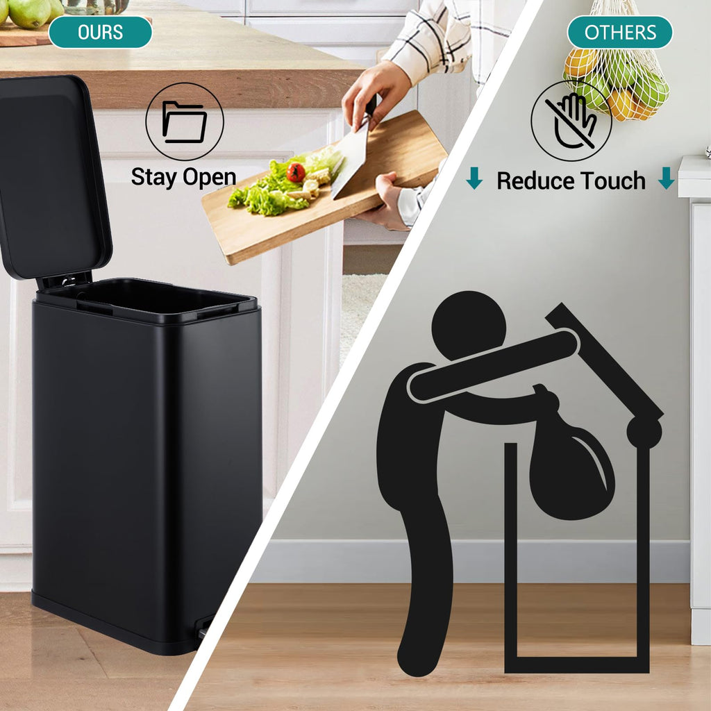 50L Slim Stainless Steel Trash Can with Lid D623