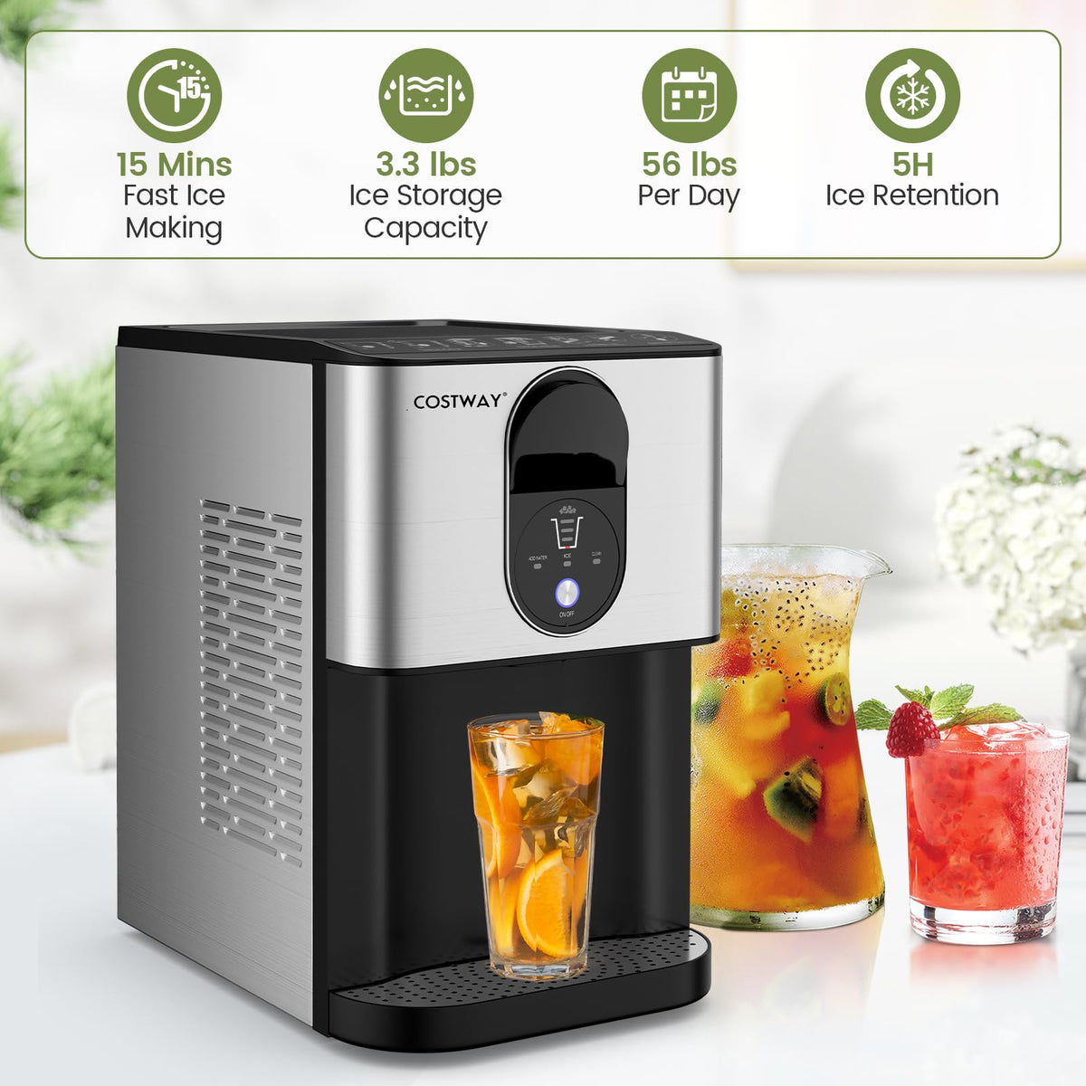 Self Dispensing Nugget Ice Maker Countertop 56Lbs/24H C337741