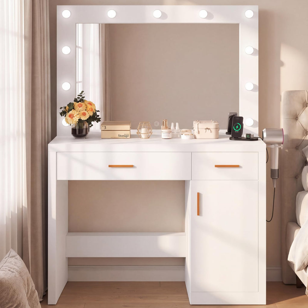 Vanity Desk with Mirror and Lights R8423