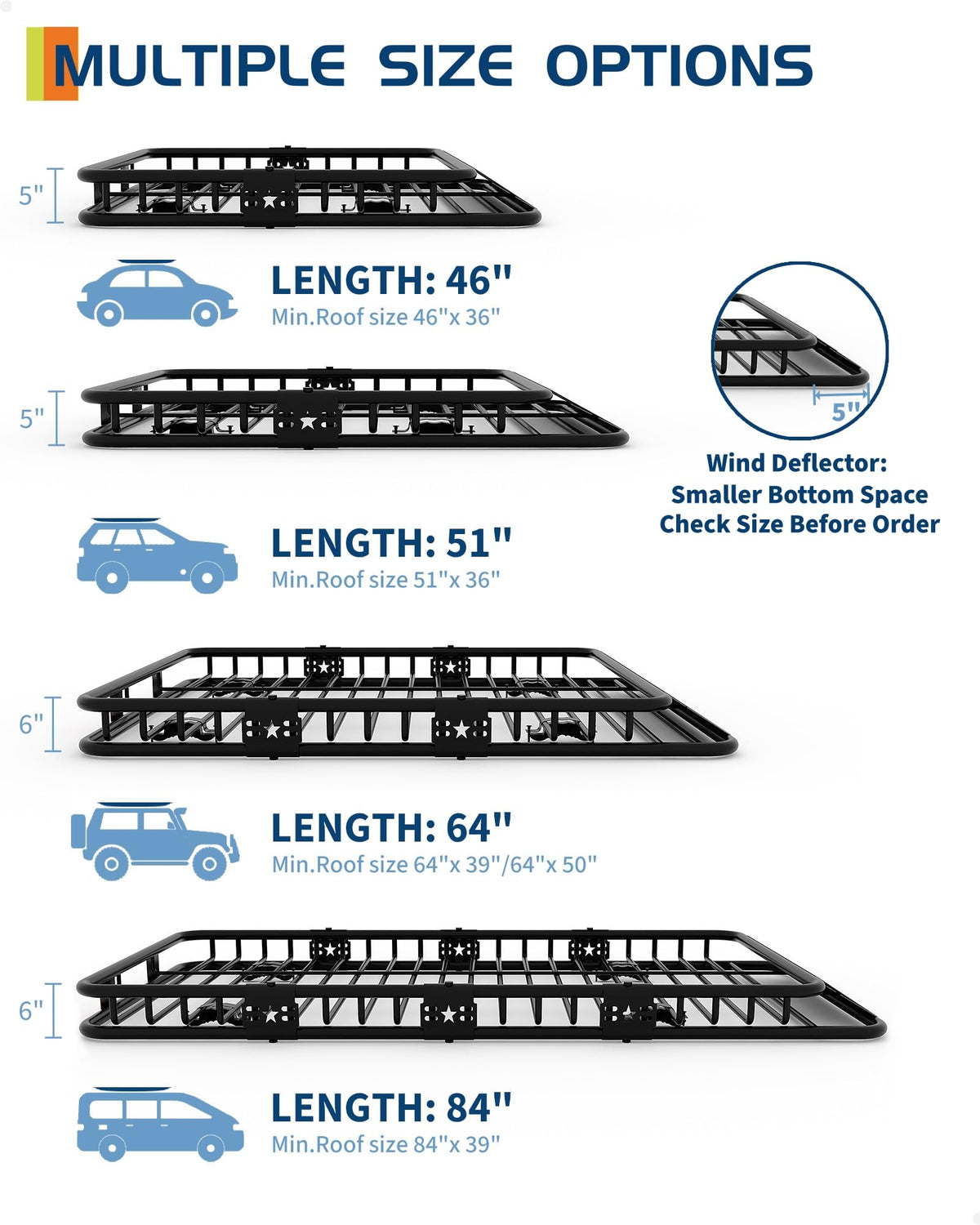 46" x 36" 200 Lbs Capacity Roof Rack Cargo Carrier Basket H571